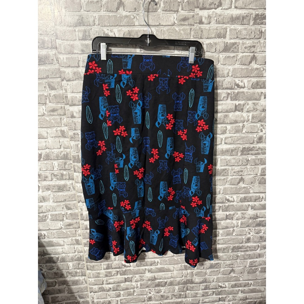 Torrid Disney Stitch Tiki Ponte Pencil Skirt Black Red Blue Plus Size 4 NEW